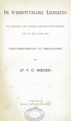 De schriftuurlijke liedekens, F.C. Wieder