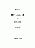 Journal historique et littéraire. Nouvelle série. Tome 19,  [tijdschrift] Journal historique et littéraire