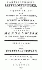 Vaderlandsche letteroefeningen. Jaargang 1831,  [tijdschrift] Vaderlandsche Letteroefeningen