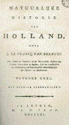 Natuurlyke historie van Holland. Deel 9, J. le Francq van Berkhey
