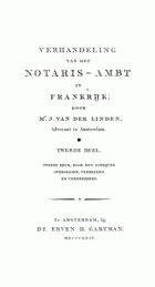 Verhandeling van het notaris-ambt in Frankrijk. Deel 2, Joannes van der Linden