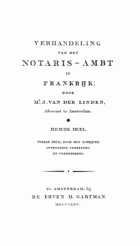 Verhandeling van het notaris-ambt in Frankrijk. Deel 3, Joannes van der Linden