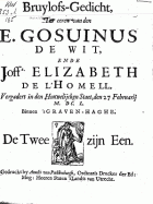 Bruylofs-gedicht, ter eeren van den E. Gosuinus de Wit, ende joffr. Elizabeth de l'Homell, Lucas van de Poll