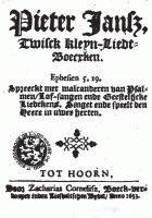 Kleyn liedtboecxken, Pieter Jansz. Twisck