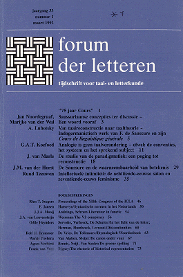 Forum der Letteren. Jaargang 1992