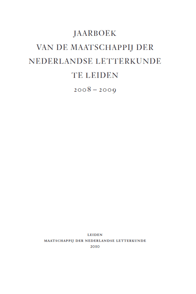 Jaarboek van de Maatschappij der Nederlandse Letterkunde, 2009