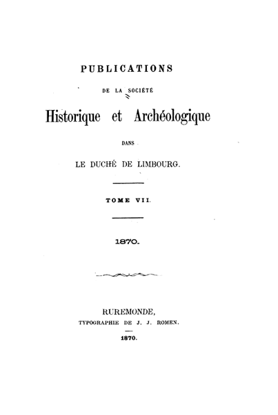 Publications de la Société Historique et Archéologique dans le duché de Limbourg. Deel 7
