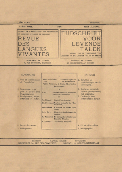 Inhoudsopgave Van Tijdschrift Voor Levende Talen. Jaargang 6 - DBNL