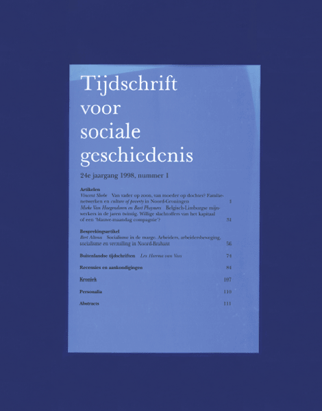 Inhoudsopgave Van Tijdschrift Voor Sociale Geschiedenis. Jaargang 24 - DBNL