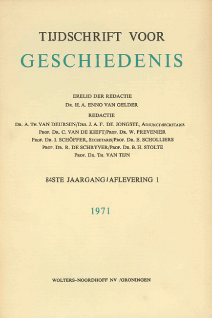 Inhoudsopgave Van Tijdschrift Voor Geschiedenis. Jaargang 84 - DBNL