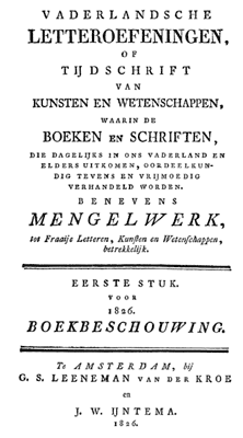Vaderlandsche letteroefeningen. Jaargang 1826