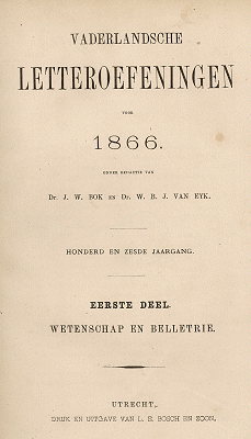Vaderlandsche letteroefeningen. Jaargang 1866