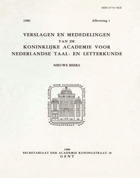 Verslagen en mededelingen van de Koninklijke Academie voor Nederlandse taal- en letterkunde (nieuwe reeks). Jaargang 1986