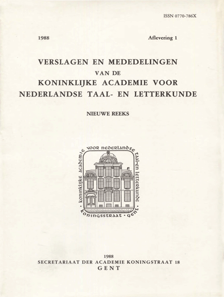 Verslagen en mededelingen van de Koninklijke Academie voor Nederlandse taal- en letterkunde (nieuwe reeks). Jaargang 1988