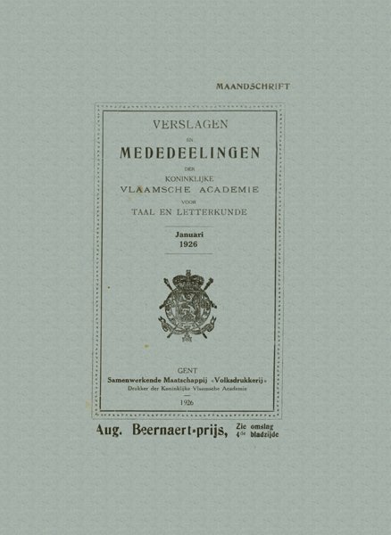 Verslagen en mededelingen van de Koninklijke Vlaamse Academie voor Taal- en Letterkunde 1926