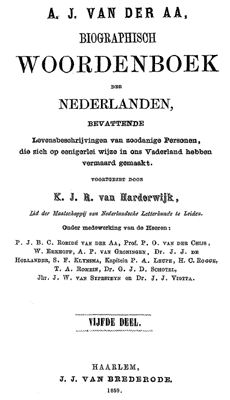 Biographisch woordenboek der Nederlanden. Deel 5