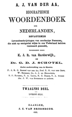 Biographisch woordenboek der Nederlanden. Deel 12. Tweede stuk