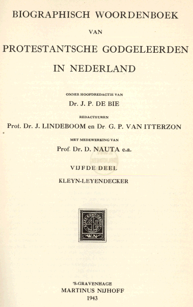Biographisch woordenboek van protestantsche godgeleerden in Nederland. Deel 5