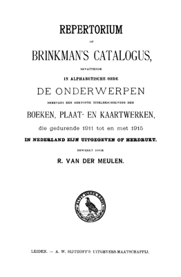 Brinkman's cumulatieve catalogus van boeken 1911-1915 (Repertorium en titelcatalogus)